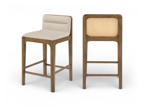 Ellis - Vegan Leather Upholstered Counter Stool (Set of 2) - Brown Base