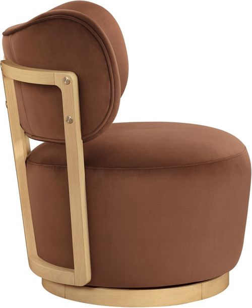 Elara - Velvet Upholstered Swivel Accent Chair - Stained Natural