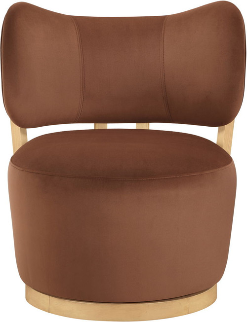 Elara - Velvet Upholstered Swivel Accent Chair - Stained Natural