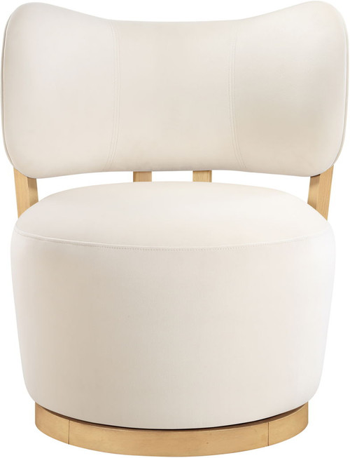 Elara - Velvet Upholstered Swivel Accent Chair - Stained Natural