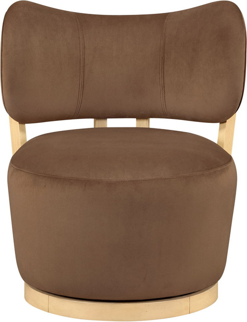 Elara - Velvet Upholstered Swivel Accent Chair - Stained Natural