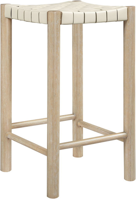 Entwine - Vegan Leather Upholstered Backless Counter Stool - Painted Natural