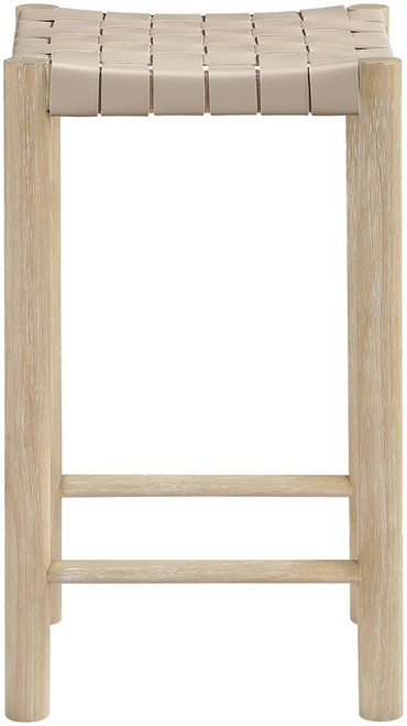 Entwine - Vegan Leather Upholstered Backless Counter Stool - Painted Natural