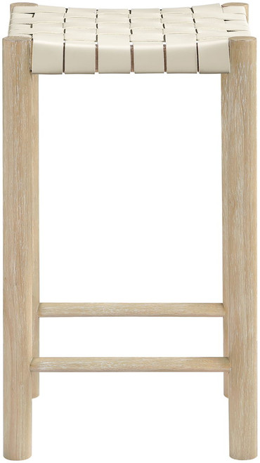 Entwine - Vegan Leather Upholstered Backless Counter Stool - Painted Natural