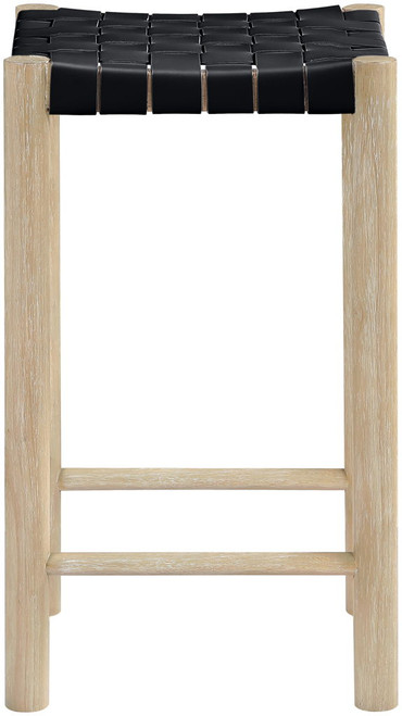 Entwine - Vegan Leather Upholstered Backless Counter Stool - Painted Natural