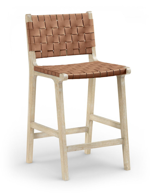 Entwine - Vegan Leather Upholstered Counter Stool - Painted Natural