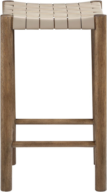 Entwine - Vegan Leather Upholstered Backless Counter Stool - Painted Brown