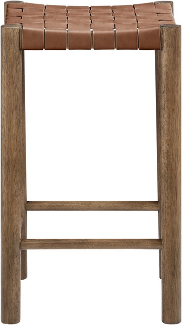 Entwine - Vegan Leather Upholstered Backless Counter Stool - Painted Brown