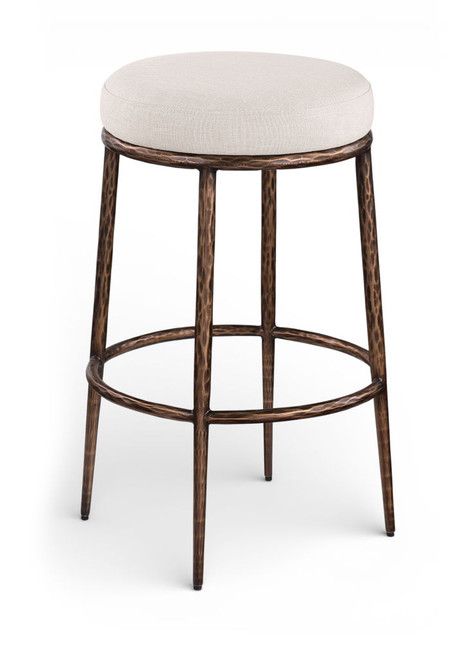 Ferro - Performance Fabric Upholstered Backless Bar Stool - Antique Bronze