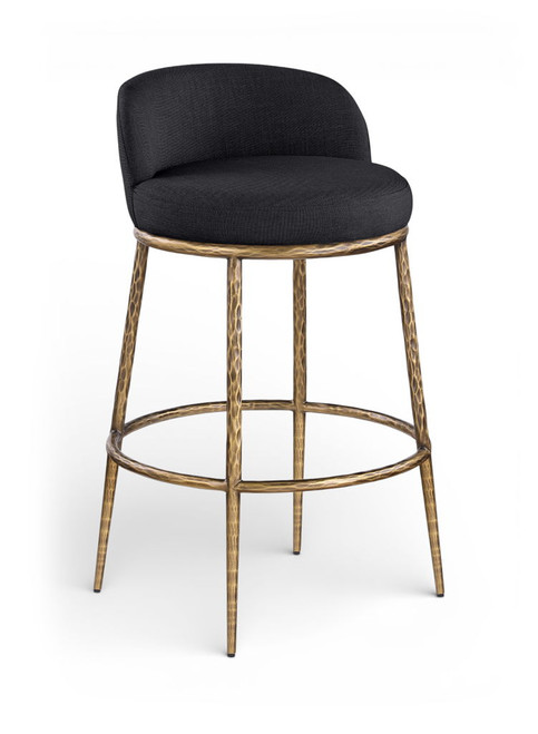 Ferro - Performance Fabric Upholstered Bar Stool - Antique Brass