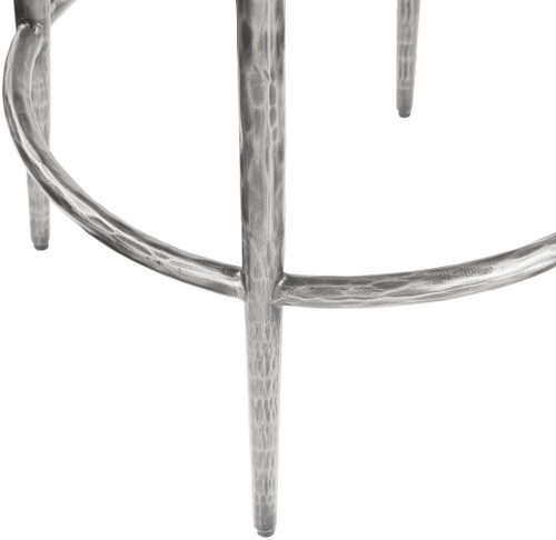 Ferro - Performance Fabric Upholstered Backless Bar Stool - Antique Silver