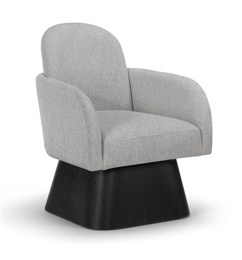 Marlowe - Linen Textured Fabric Upholstered Swivel Accent Chair - Stained Black