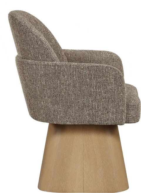 Marlowe - Linen Textured Fabric Upholstered Swivel Dining Arm Chair - Stained Natural
