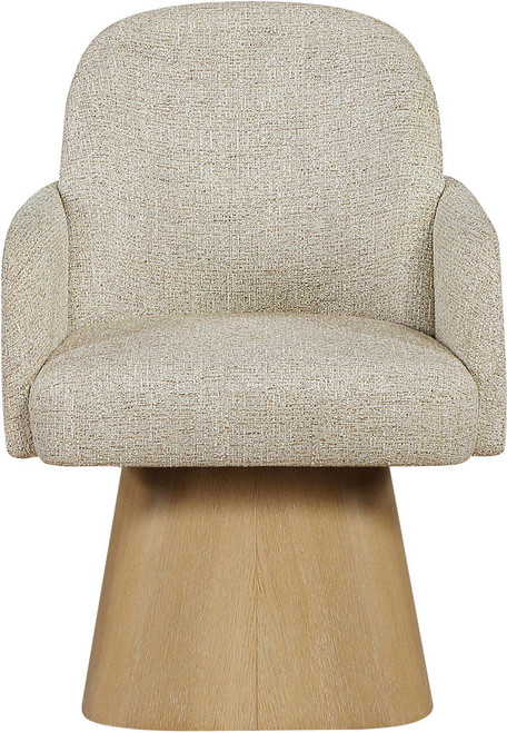 Marlowe - Linen Textured Fabric Upholstered Swivel Dining Arm Chair - Stained Natural