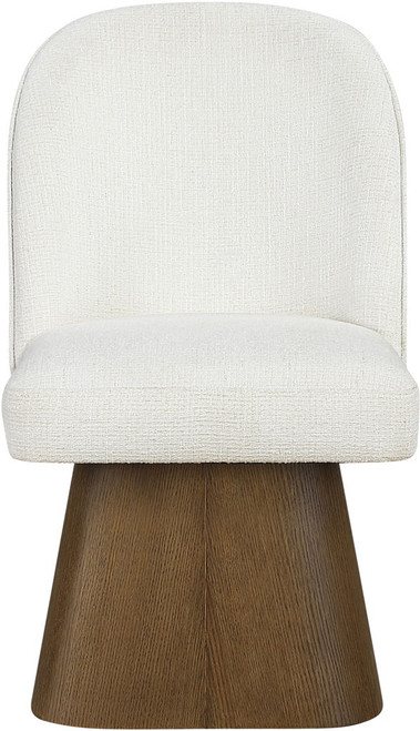 Marlowe - Linen Textured Fabric Upholstered Swivel Dining Side Chair - Stained Brown