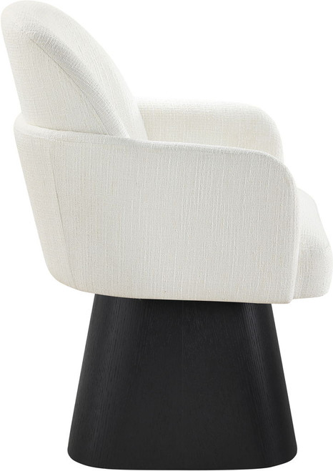 Marlowe - Linen Textured Fabric Upholstered Swivel Dining Arm Chair - Stained Black