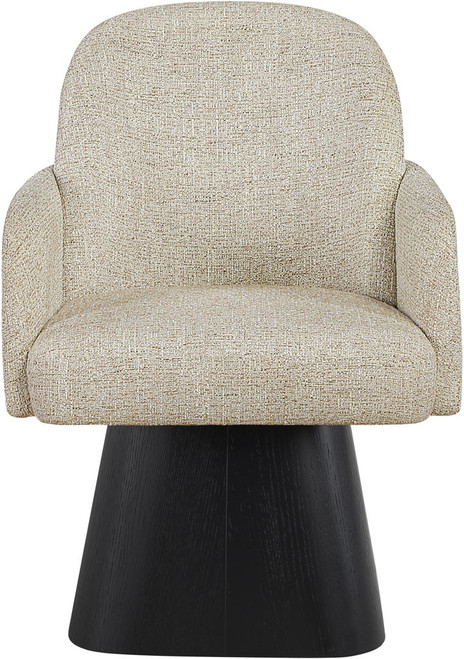 Marlowe - Linen Textured Fabric Upholstered Swivel Dining Arm Chair - Stained Black