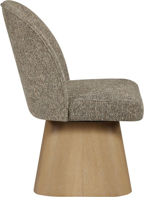 Marlowe - Linen Textured Fabric Upholstered Swivel Dining Side Chair - Stained Natural