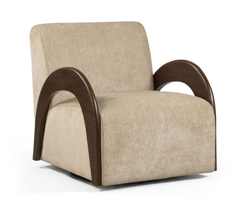 Neria - Chenille Fabric Upholstered Swivel Accent Chair - Painted Brown Base