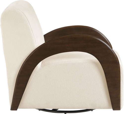 Neria - Chenille Fabric Upholstered Swivel Accent Chair - Painted Brown Base