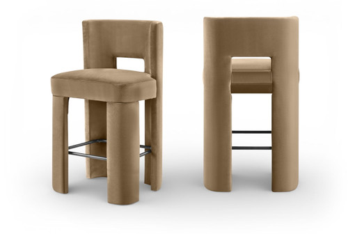 Zuno - Velvet Performance Fabric Upholstered Bar Stool (Set of 2)