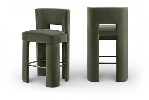 Zuno - Velvet Performance Fabric Upholstered Bar Stool (Set of 2)