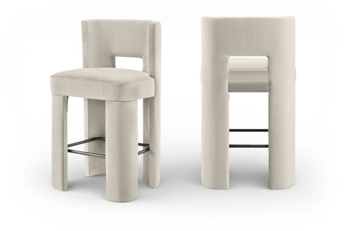 Zuno - Velvet Performance Fabric Upholstered Bar Stool (Set of 2)