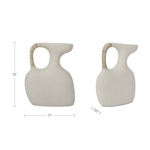 Vila - 13" Sculptural Vessel - Cream / White