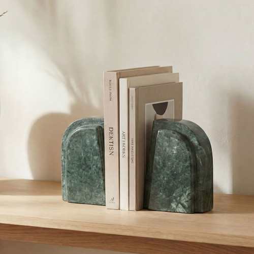 Zane - Marble Bookends (Set of 2) - Green