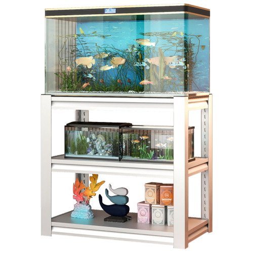 Stylish Metal rium Stand For 20 - 30 Gallon Tanks, 3 Tier Adjustable Shelf
