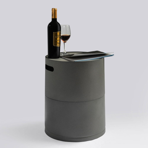 Propane Tank Cover Round Tank Holder Hide Away Side Table - Gray