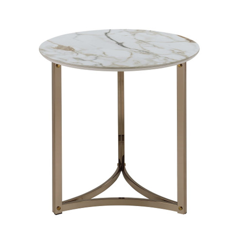 Zaidee - End Table - White / Champagne