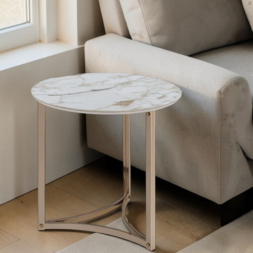 Zaidee - End Table - White / Champagne