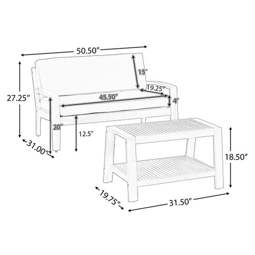 2 Piece Conversation Set, Loveseat & Coffee Table