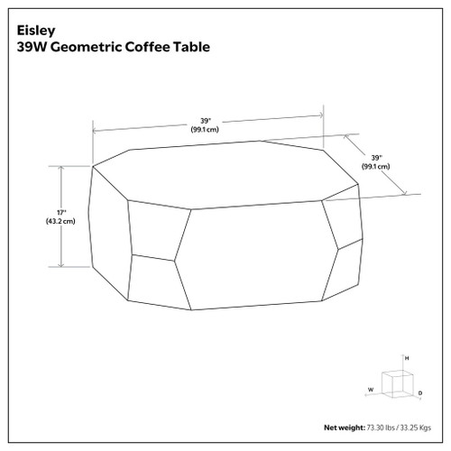 Eisley - Coffee Table With Geometric Design, - Walnut