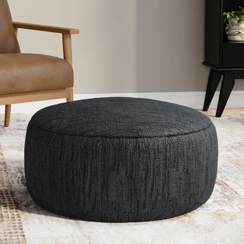 Fredrik - Round Pouf - Black