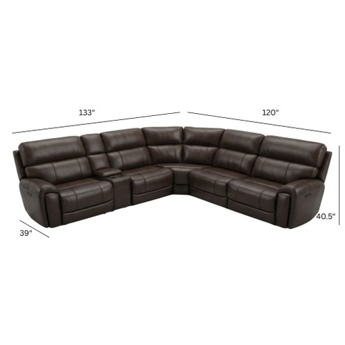 Brazil - Power Sectional With Adjustable Headrest & Footrest - Dark Brown