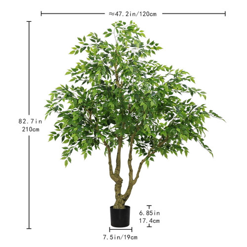Artificial Banyan Tree With A Trunk And Lifelike Leaves, For Indoor And Outdoor Use - Green