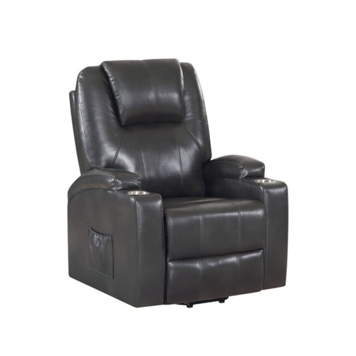 Recliner With Power Lift & Massage - Gunmetal