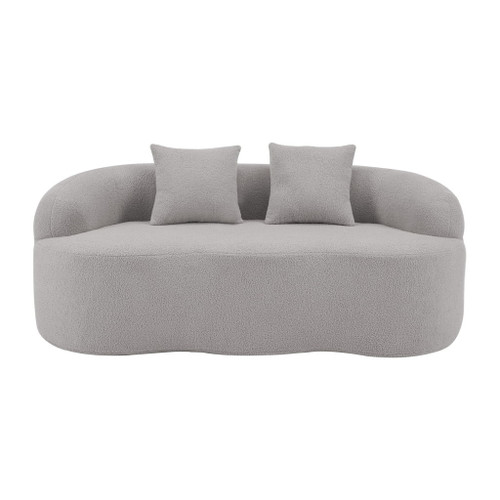 Curved Loveseat Sofa With Round Armrest