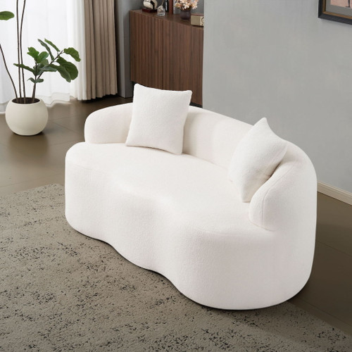 Curved Loveseat Sofa With Round Armrest