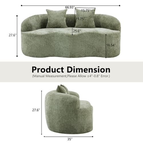 Curved Loveseat Sofa With Round Armrest