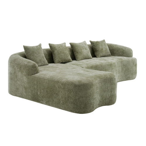 Modular L-Shape Sectional Sofa With Curved Chaise