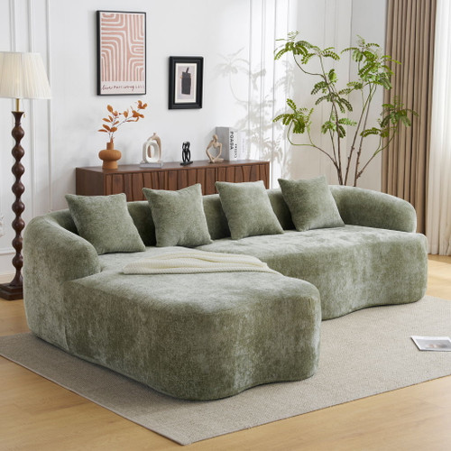 Modular L-Shape Sectional Sofa With Curved Chaise