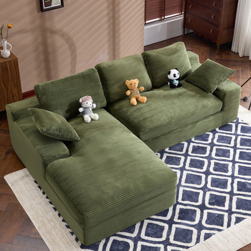 Compressed Sofa With 3 Back Cushions, 2 Throw Pillows