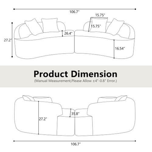 Curved 4 Seater Full Compression Sponge Sofa