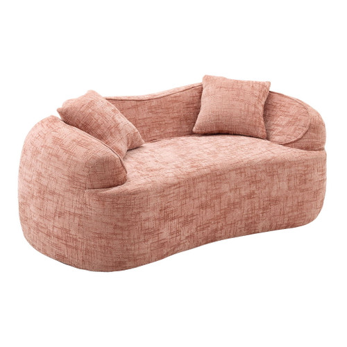 Curved 2 Person Compress Sofa With Armrests, Includes Pillows