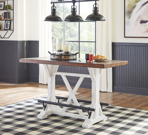 Valebeck - Rectangular Dining Room Counter Table - White / Brown