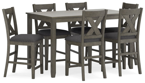 Caitbrook - Rect Drm Counter Table Set (Set of 7) - Gray