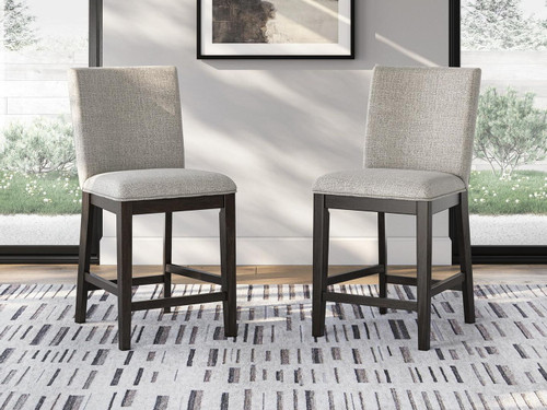 Neymorton - Upholstered Barstool (Set of 2) - Dark Grayish Brown